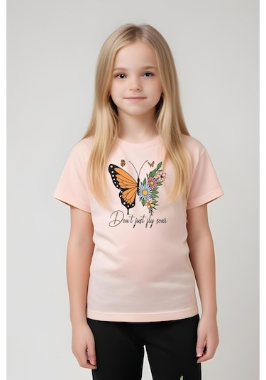 Kız Çocuk Tişört Ve Eşofman Alt-üst Takım Bej Somon