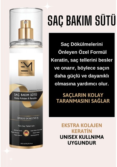Em Amanos Beauty Unisex Keratin ve Kolajen Kopma Kırılma Karşıtı Saç Bakım Sütü 200 ML
