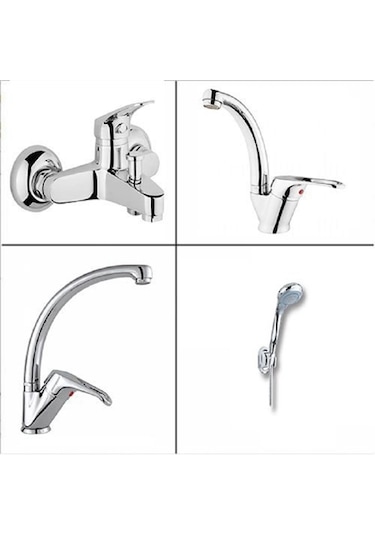 4'lü Aç Kapa Lavabo + Mutfak + Banyo Bataryası + Duş Seti Krom