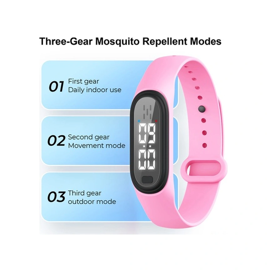 Fortunelane Usb Şarjlı Akıllı Vücut Sıcaklığı Ölçer Ve Ultrasonik Uyuz Repelleri Bileklik - 3 Mod - Mor, 3 Modlu Bileklik İle