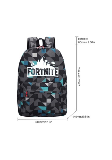 Hfambition Gece Parlayan Fortnite Tema Okul Çantası - Mavi Desenli, 20-35l Kapasiteli Diğer Çok Renkli