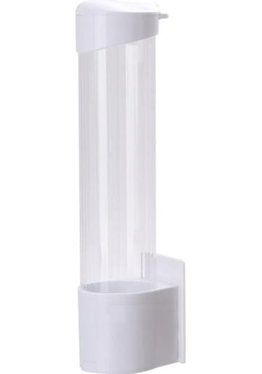 Beyaz Kağıt Bardak Dağıtıcı Duvara Montaj Çekme Tipi Toz Geçirmez Kapak Tek Kullanımlık Plastik Su Bardağı Depolama Tutucu