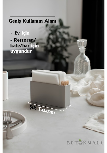 El Yapımı Beton Gri Alçı Peçetelik Minimal Masa Ve Mutfak Dekoru Kafe & Bar İçin Beton Gri