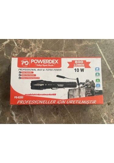 Power Pro El Feneri Şarjlı Fener Tüfenk Feneri Uzun Menzilli Led Avcı Feneri Siyah