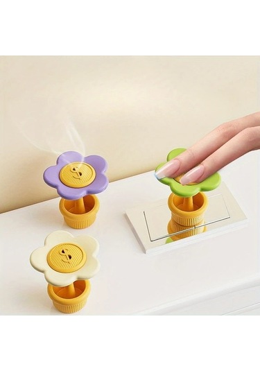 Topshop1 Beige Çiçek Desenli Tuvalet Düğmesi Klozet Açma Pervanesi Sifon Koruyucu Bej