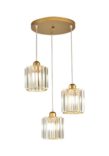 İstanbul Avize Dolunay 3'lü Gold Y-12 Kristal Gold Sarı