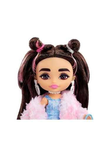 Minis Extra Esmer Saçlı Pembe Kürklü 14 Cm