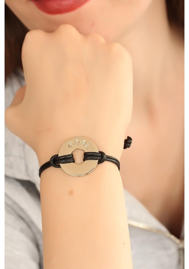 Cool Havalı Siyah Deri İpli Unisex Mood Bileklik Renkli