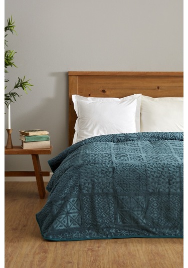 Karaca Home Blair Çift Kişilik Embos Battaniye Petrol 200x220 CM Petrol Yeşili