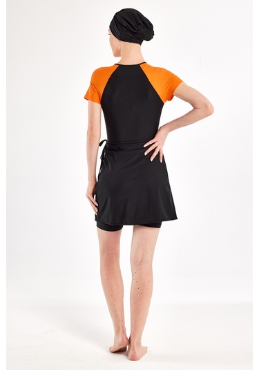 Uv Korumalı Kısa Kollu 3 Farklı Şekilde Giyilebilir Likralı Yarı Kapalı Mayo 1610 Siyah02 Siyah02