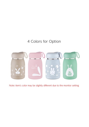 Youtek 320ml Pembe Çift Katlı Paslanmaz Çelik Termos Bardak, Sıcak/soğuk Saklama, Taşınabilir Kayışlı, Dışarıdaki Sevimli Desenli Siyah