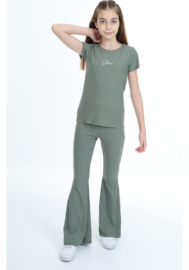 Toontoy Kız Çocuk Storie Nakışlı Eşofman Takım Haki