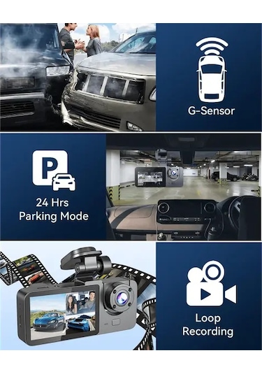 Xuweiwei Dash Cam 2k 4k 8k 3 Kanallı On Ve Arka Görüş Upgrade 4k With 32g 32gb Sd Kart Gece Görüşü