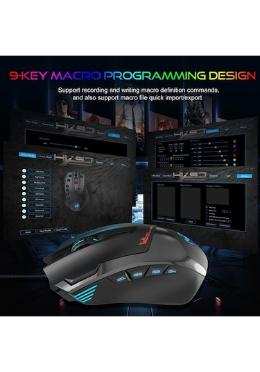 Novahub Hxsj S600 Rgb Oyun Fare - 7200 Dpı, Makro Programlama, 9 Tuşlu, Profesyonel, Aydınlatmalı 001
