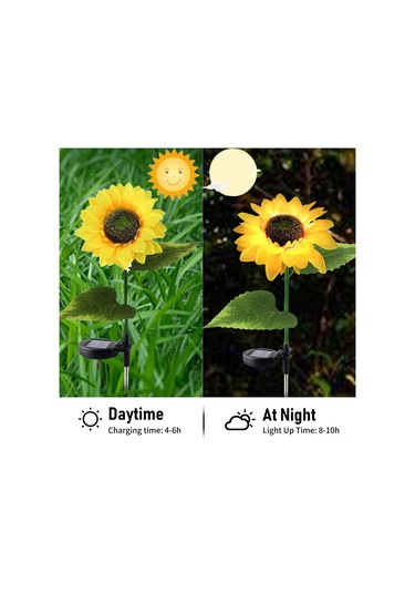 Qingmipy 2'li Ayçiçeği Şekilli Güneş Enerjili Bahçe Aydınlatma Lambaları, Otomatik Açma/kapama, Su Geçirmez, Patio Ve Çim Alanlar İçin Dekoratif Aydınlatma Ilık Beyaz