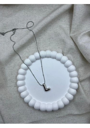 Byantep Balon Harf Çelik Kolye L Harf Silver Gri