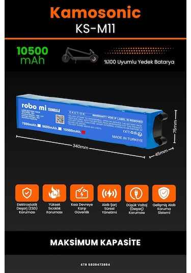 Kamosonic Ks-M11 / 36v 10500mAh Elektrikli Scooter Bataryası