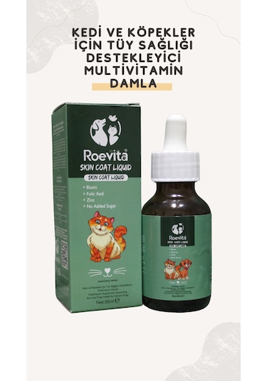 Roevita Kedi ve Köpekler İçin Tüy  Multivitamin Damla