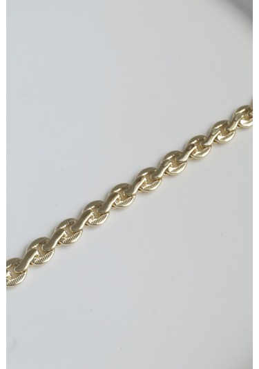 Demokan Kararmaz 14k Altın Renk Vip Seri İthal Basit Hallow Bileklik Altın