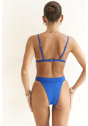 Bagus Kalın Bantlı Brezilyan Mavi Bikini Altı Mavi