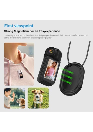 Wifi 35 Gr Vücut Aksiyon Kamerası 1.47 İnç Ekran Manyetik Kolye 1