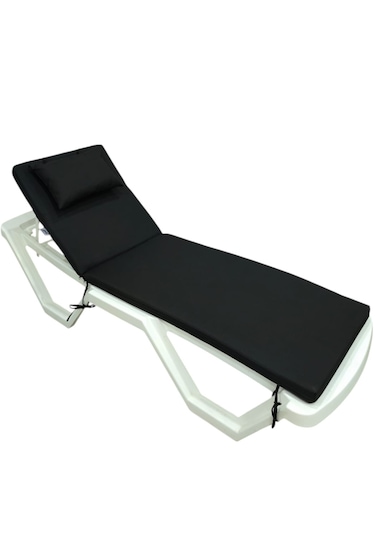 Kapella Lüks Şezlong Minderi Yastıklı 5cm Sünger Siyah 175 x 55 x 5 Siyah