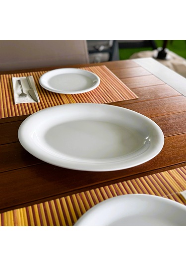 Alezy 629 Göreme Melamin Termostar Arya Kayık Tabak 33,5 Cm Beyaz