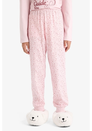 Defacto Kız Çocuk Regular Fit 2li Pijama Takımı Baskılı Uzun Kollu Üst Desenli Uzun Alt F6215a825wnpn688 Pembe