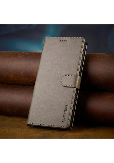 Aierkeba Deri Flip Cüzdan Kapak Samsung Galaxy A55 A35 A25 A15 A34 A54 A33 A53 A23 A13 A24 A14 A16 A36 A06 A56 A05s A52 A32 Vinilgri Gri