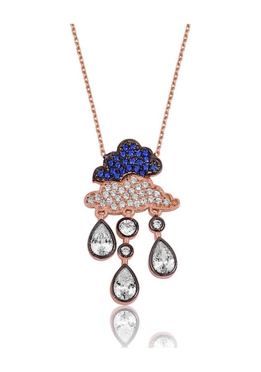 Gümüş Yağmur Bulutu Kolye Rose