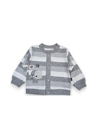 Fil Nakışlı Hırkalı Erkek Bebek Takım gri