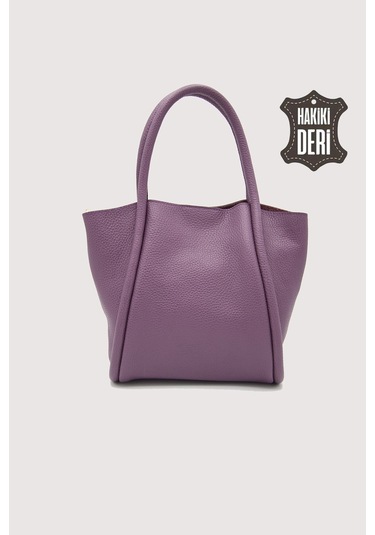 Hakiki Deri Kadın Organizerlı El Çantası Mürdüm Smr9206 Mürdüm