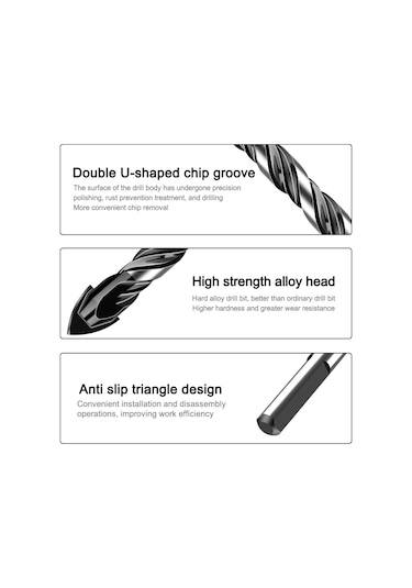 Yunboo Carbide Uçlu 5'li Matkap Ucu Seti: 6/6/8/10/12mm, Fesleğen Tipi, Cam/çini/beton Delme, Toz Temizleme, Kararlı Tutuş