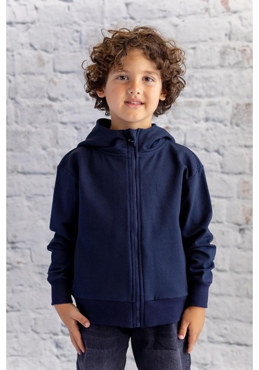 Zeyland Unisex Çocuk Basic Kapüşonlu Ceket - Lacivert Lacivert