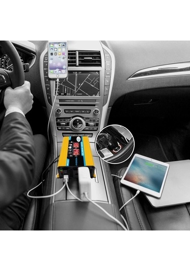 Wondernest Tang Iı Nesil 12v - 220v 4000w Araç İçin Güç Çevirici Invertör Sarı