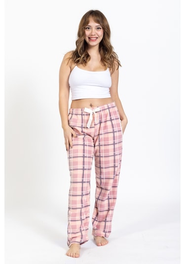 Kadın Polar Kışlık Eşofman Alt Waynap Polar Alt- Açık Pembe