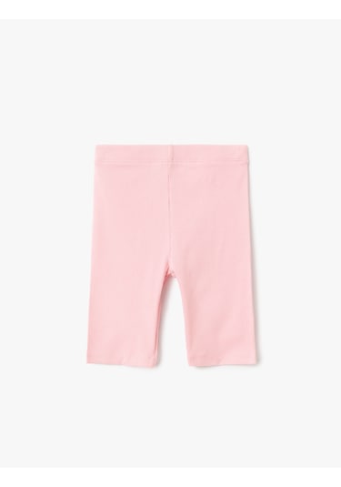 Koton Beli Lastikli Pamuklu Basic Kısa Tayt Pembe 5skg40010ak Gül