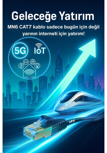 MN6 M109F Cat7 Kablo 20 Metre/Bakır-10Gbps-50 Mikron Altın Kaplama/20M Cat7 Ethernet Kablosu