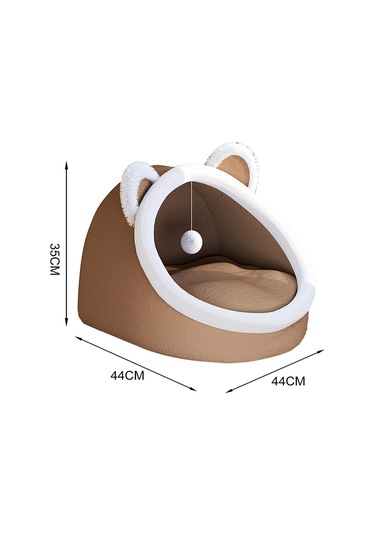 Suntek Top Oyuncaklı Pet Yatak Rahat Kedi Uyku Pedi L-kahverengi