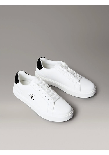 Calvin Klein Jeans Klasik Düz Tabanlı Bağcıklı Deri Erkek Beyaz Sneaker Ym0ym01435-01w Beyaz