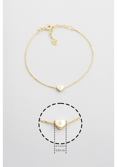 Little Love 18 Ayar Sarı Altın Kaplama 19 Cm Gümüş Bileklik Sarı