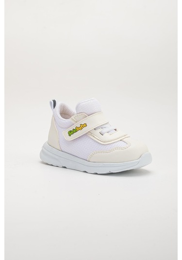 Şirinbebe Ortopedik Erkek Bebek İlk Adım Spor Ayakkabı Beyaz Cırtlı Anorak Malzeme-3705 Beyaz