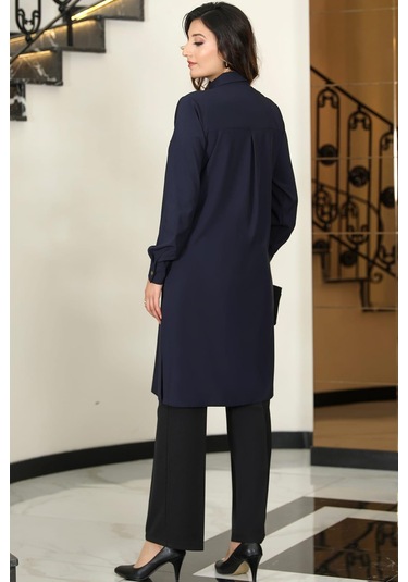 Asrın Tunik Pantolon İkili Tesettür Takım Lacivert Lacivert