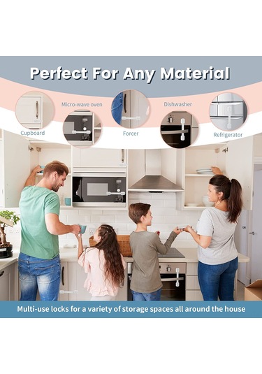 Gajeena Çocuk Güvenlik Çekmece Kilitleri, Plastik Abs, 230mm, 6 Adet, Çekmece Dolap Kapıları Buzdolabı Koruması Beyaz