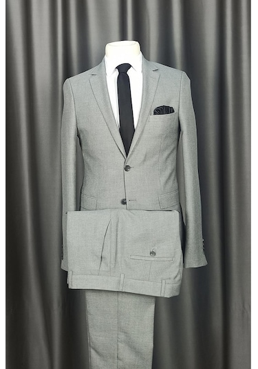 Dokulu Çift Düğme 8 Drop Modern Fit Erkek Takım Elbise