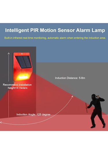 Moveevo Güneş Enerjili Hareketli Alarm Işığı 110db - Hayvan Ve Girişici Kovucu, 4 Çalışma Modu, Ip65 Su Geçirmez, Dahili Li-pol Batarya Kumanda Yok Moveevo Güneş Enerjili Hareketli Alarm Işığı 110db - Hayvan Ve Girişici Kovucu, 4 Çalışma Modu, Ip65 Su Geçirmez, Dahili Li-pol Batarya Kumanda Yok