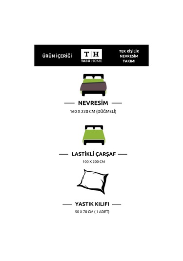 Tabu Home Puantiyeli Çarşafı Lastikli Tek Kişilik Nevresim Takımı