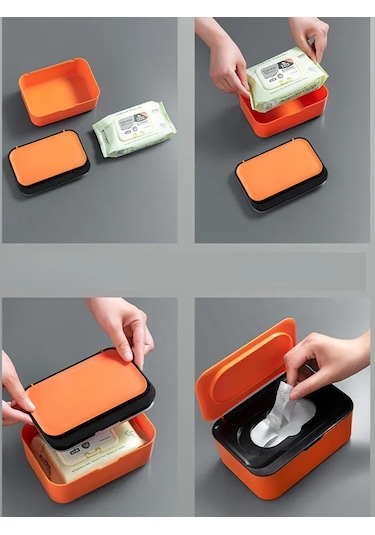 Beyaz Gri-taşınabilir Kağıt Mendil Kapaklı Kutu Toz Geçirmez Kapak Islak Mendil Dağıtıcı Ev Ofis Maskesi Saklama Kutusu Mühürlü Organizatör