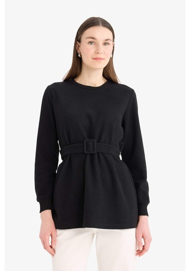 DeFacto Regular Fit Bisiklet Yaka İçi Yumuşak Tüylü Selanik Kumaş Uzun Kollu Tunik F4156AX25SPBK81