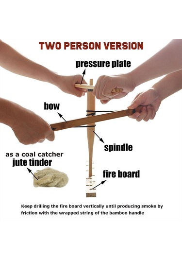 Homyl Açık İlkel Yangın Marş Aracı Ahşap Yay Matkap Çift Çok Renkli